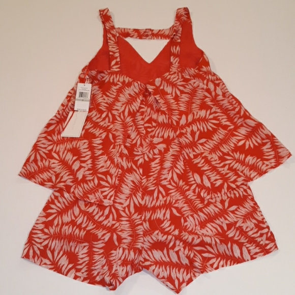 𝅺1. State Romper Womens 0 Havanna Red Printed Romper‎ Rayon Lightweight NWT - Picture 3 of 7